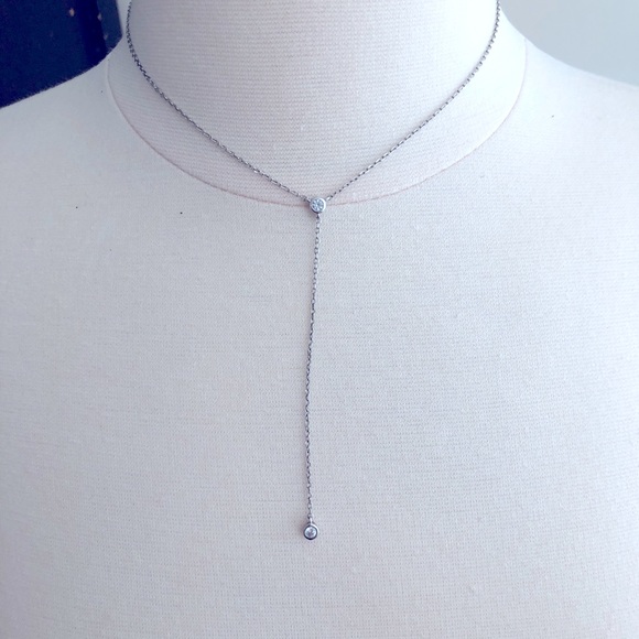 Alex Mika White Gold Double Circle "Diamond" Necklace - Picture 2 of 7